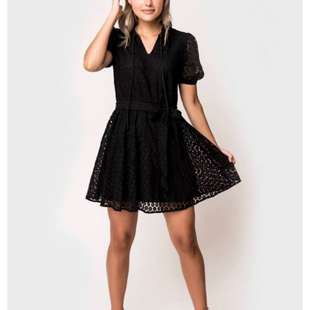 Gibsonlook Medallion lace swing dress black L